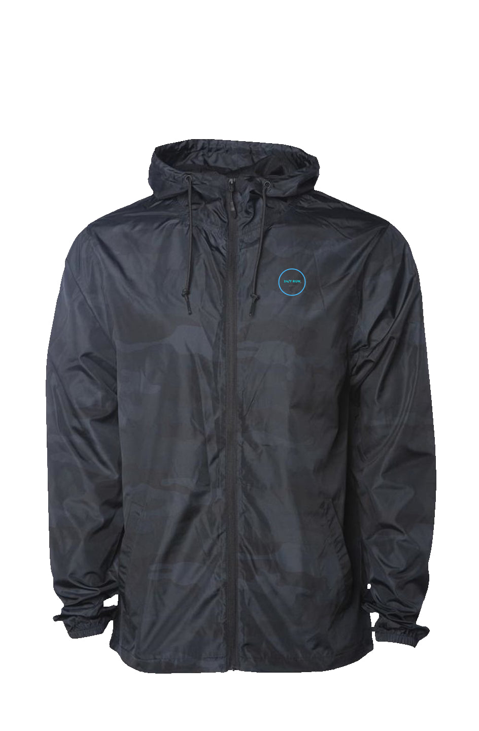 24/7 RUN - Black Camo Water Resistant Windbreaker
